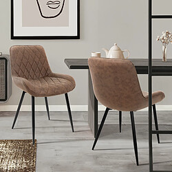 ML-Design Lot de 2 chaises de salle à manger Chaise de salon Chaise de cuisine Marron Simili cuir PU