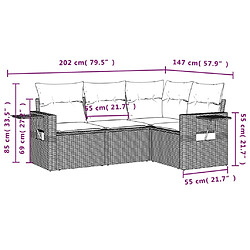 Avis Maison Chic Salon de jardin 4 pcs avec coussins | Ensemble de Table et chaises | Mobilier d'Extérieur noir résine tressée -GKD92868