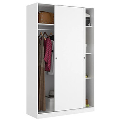 Pegane Armoire à portes coulissantes coloris blanc brillant - Longueur 120 x Profondeur 50 x Hauteur 204 cm