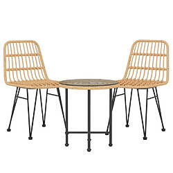 Avis Salle à manger de jardin 3 pcs,Table et chaise à dîner Résine tressée -MN64164