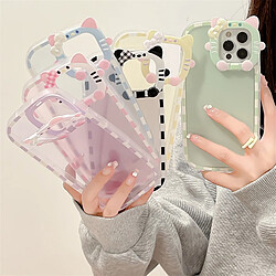 GUPBOO Étui pour iPhone13Pro Étui de téléphone portable créatif à carreaux de couleur unie simple Hello Kitty doux