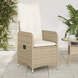 vidaXL Chaise inclinable de jardin avec coussins beige résine tressée