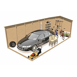 Garage Voiture en Bois Gardiun Mikhail II - 20 m² Extérieur 616x324x192/222 cm