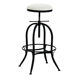 Decoshop26 Tabouret de bar design industriel hauteur réglable en métal noir et assise PVC blanc 10_0005360