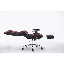 Avis Decoshop26 Fauteuil de bureau chaise gamer avec repose-pieds extensible en tissu noir / rouge et métal chromé 10_0002736