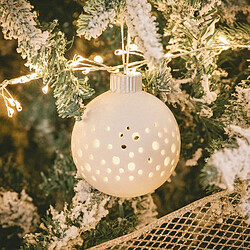 Ledkia Boule Noël LED Porcelaine avec Piles Estella Blanc pas cher