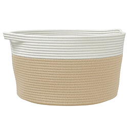 vidaXL Panier de rangement beige et blanc Ø40x25 cm coton