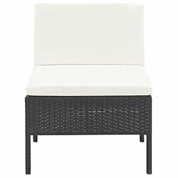 Acheter Maison Chic Salon de jardin 3 pcs + coussins - Mobilier/Meubles de jardin - Table et chaises d'extérieur Résine tressée Noir -MN64506