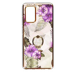 Avizar Coque Samsung A32 Bi-matière avec Bague de Maintien Motif Fleurs Violet