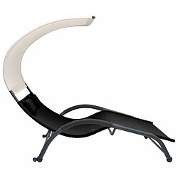 Avis Maison Chic Chaise longue | Transat Bain de soleil double avec auvent textilène noir -GKD87551