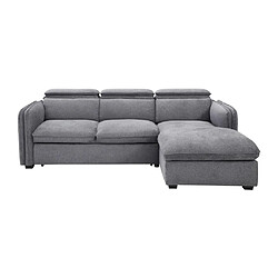 Vente-Unique Canapé d'angle droit convertible en tissu gris ORELANA pas cher