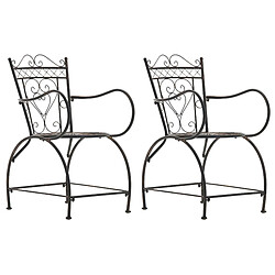 Decoshop26 Lot de 2 chaises de jardin avec accoudoirs balcon terrasse design rustique en métal bronze 10_0002866