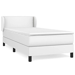 vidaXL Sommier à lattes de lit avec matelas Blanc 90x190 cm Similicuir