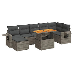 vidaXL Salon de jardin 8 pcs avec coussins gris résine tressée