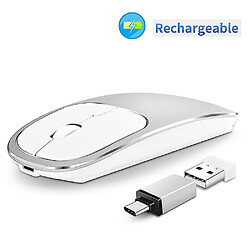 Universal Souris sans fil métallique rechargeable silencieuse cliquez sur souris USB Type-C souris pour ordinateur portable de carnet de manuel mackbook