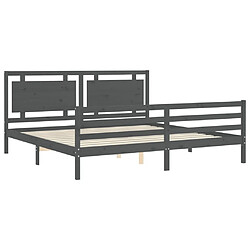 Maison Chic Lit adulte - Cadre Structure de lit avec tête de lit Contemporain gris 200x200 cm bois massif -MN52803 pas cher