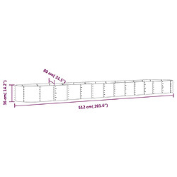 vidaXL Lit surélevé de jardin Acier enduit de poudre 512x80x36 cm gris pas cher