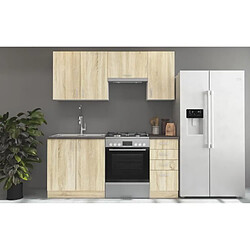 Cstore SARA Cuisine complete modulable - 5 éléments - Décor chene sonoma - L 180 cm - Plan de travail non inclus