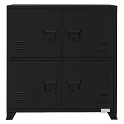 ML DESIGN MODERN LIVING Armoire De Classement Bureau Noir 75x40x80,5cm En Acier 2 Compartiments 4 Portes