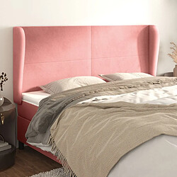 Maison Chic Tête de lit scandinave avec oreilles,meuble de chambre Rose 163x23x118/128 cm Velours -MN71644