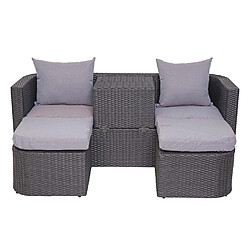 Decoshop26 Salon de jardin avec fauteuils poufs table et coussins gris clair et polyrotin anthracite 04_0000525