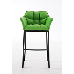 Decoshop26 Tabouret de bar chaise haute de comptoir couture carrées assise en PVC vert 4 pieds stables en métal noir 10_0004687