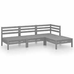 Maison Chic Salon de jardin 4 pcs - Table et chaises d'extérieur - Mobilier/Meubles de jardin Moderne Bois de pin massif Gris -MN15199