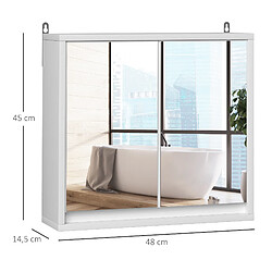 Avis Homcom Armoire murale miroir salle de bain 2 étagères dim. 48L x 14l x 45H cm panneaux particules MDF blanc