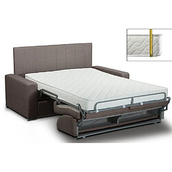 Inside 75 Canapé lit CanapExpress lattes matelas mémory 22cm tête de lit intégrée velours marron foncé