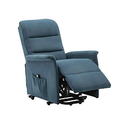 Vente-Unique Fauteuil releveur électrique en tissu bleu CAPUCINE pas cher