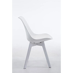 Avis Decoshop26 Chaise de salle à manger x1 design scandinave en PVC et plastique blanc et piètement à 4 pieds en bois blanc 10_0003310