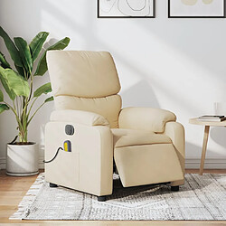 vidaXL Fauteuil inclinable de massage électrique crème tissu