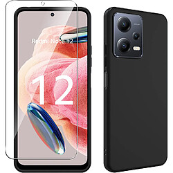 Xeptio Pack coque noire en TPU et protection écran vitre en verre trempé pour Xiaomi Redmi Note 12 5G / Poco X5 5G