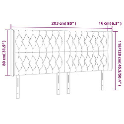 Acheter vidaXL Tête de lit à LED Gris clair 203x16x118/128 cm Tissu