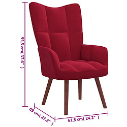 vidaXL Chaise de relaxation avec repose-pied Rouge bordeaux Velours pas cher