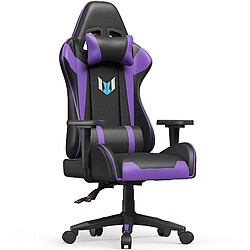 Fauteuil de Bureau Ergonomique - BIGZZIA Siège Gamer avec appui-tête et oreiller lombaires - Inclinable 90 °-155 ° - Noir et Violet