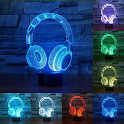 Meilleur Cadeau 3D DJ Casque Illusion Lumière Studio Musique Casque 7 Couleurs hifi musique Écouteur LED Lampe Dans la Chambr G03E8