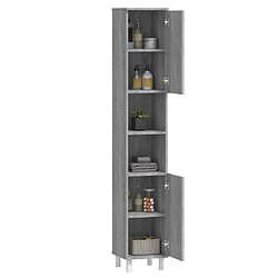 Maison Chic Armoire de bain,Meuble de rangement de salle de bain,Meuble haut Sonoma gris 30x30x179 cm Bois d'ingénierie -GKD677010 pas cher