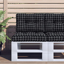 Maison Chic Lot de 2 Coussins Confort,Coussins de palette motif à carreaux noir tissu -GKD42377