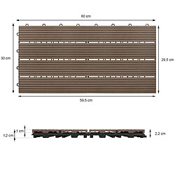 Ecd Germany WPC carreaux de sol 60x30cm 1 m² aspect bois jardin piscine patio marron foncé pas cher