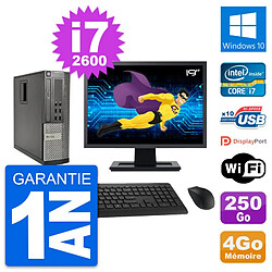 PC Dell 990 SFF Ecran 19" Intel i7-2600 RAM 4Go Disque Dur 250Go Windows 10 Wifi - Occasion