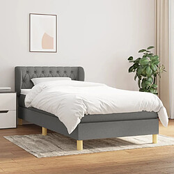 Maison Chic Lit Adulte - Lit simple Lit à sommier tapissier et matelas moelleux - Meuble de Chambre - Gris foncé 90x190 cm Tissu -MN12557