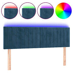 Maison Chic Tête de lit moderne à LED lumineuse pour chambre - Décoration de lit Bleu foncé 144x5x78/88 cm Velours -MN30338