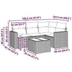 Avis vidaXL Salon de jardin 5 pcs avec coussins gris clair résine tressée