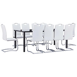 Maison Chic Table + chaises à manger| Ensemble de 11 salle à manger Similicuir Blanc -GKD36822