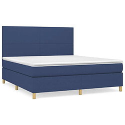 vidaXL Sommier à lattes de lit avec matelas Bleu 180x200 cm Tissu