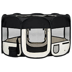 vidaXL Parc pliable pour chien avec sac de transport Noir 145x145x61cm