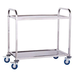 Helloshop26 Chariot de service professionnel inox 2 étages max 160 kg 3614111