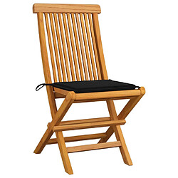 Maison Chic Lot de 6 Chaises de jardin avec coussins | chaises Relax d'extérieur noir Bois de teck massif -GKD82541