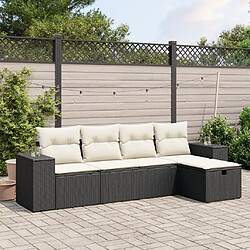 Maison Chic Ensemble de 5 Tables et chaises d'extérieur avec coussins,Salon de jardin noir résine tressée -GKD956098